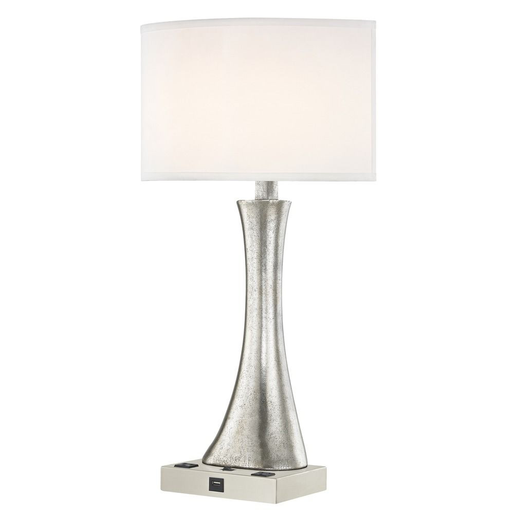 RIO LEDGE LAMP Single Switch with Satin Nickel Base and Round Shade
